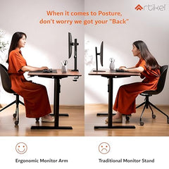 Artikel Double Monitor Desk Mount | Adjustable Heavy Duty Monitor Arms | VESA Mount with C Clamp & Grommet Mounting Base | Computer Monitor Stand for Screen up to 27 inch | Table Mounted | Black