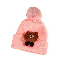 SYGA Unisex Baby Winter Hat Pom Pom Beanie Warm Knit Hats Infant Winter Cap for 1-5 Year Khaki
