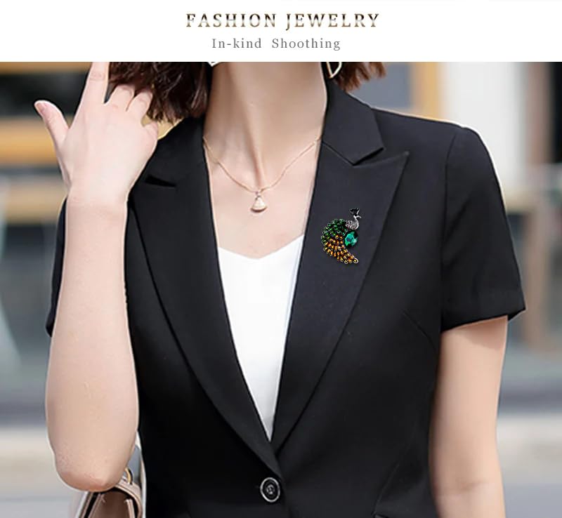 SYGA Brooch Pin Fashion Crystal Rhinestone Jewellery Pin Vintage Clothing Accessories Decoration Retro Crystal Peacock Brooches For Men's & Women- S261