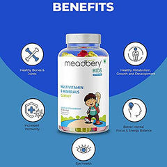 Meadbery Multivitamin Calcium Combo Gummy Bears Glutenfree Formula With Minerals And Vitamins B C D E B12 B6 For Kids Bone Health Growth Kids Bone Teeth Health 30+30 Tasty Gummies