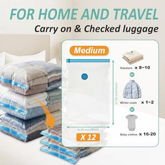 16 Travel Compression Bags Vacuum Packing, Roll Up Travel Space Saver Bags for Luggage, Cruise Ship Essentials (6 Large Roll/6 Medium Roll/4 Small Roll)