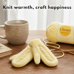 Classyo Acrylic Yarn for Crocheting (100gms x 1 Ball, 4ply) | Soft Wool Crochet Thread | Acrylic Hand Knitting Yarn | Wool for Crochet | For Sweater, Scarf, Hat, Baby Clothes, Purse, Gift Bags and DIY Crafts (Butter, Pack of 1)