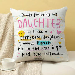 Gift for Daughter Birthday Special Birthday for Daughter Printed Cushion(12 inch X 12 inch with Filler with Keychian) Girls Pillow Daughters Day for Daughter and Girls (V) (D-5A)