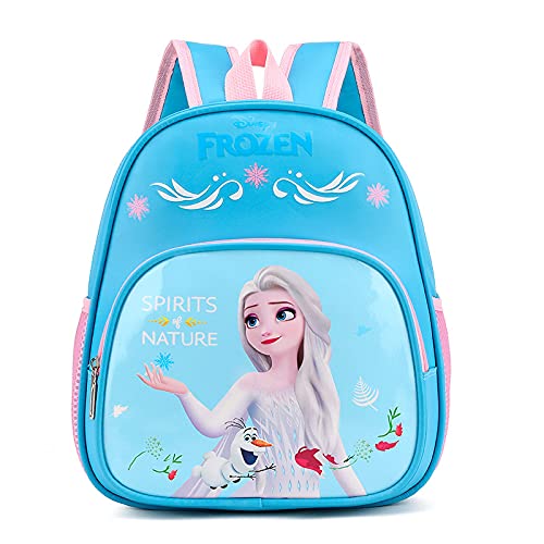 SYGA Girls' Frozen Cartoon School Bag – Waterproof Nylon Backpack for Age 2-5 Years, Perfect for Your Little Princess(Light Blue)