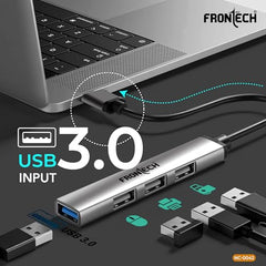 Frontech 8-in-1 Multi-Port Expansion Hub, Dual Input (USB-C & USB), High-Speed Data Transfer, Metal Matt Finish, Backed with 1 Year Warranty (NC-0058)