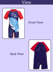 SYGA Children's Swimsuit Short Sleeve Big Red Shark-M Size Perfect for Kids Age 3-4 Years Old (Red)
