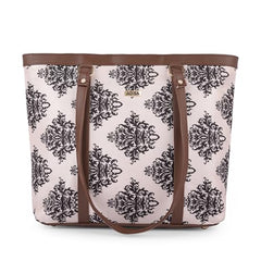 ADISA Women's Office Laptop Handbag Large Printed Shoulder Bag (ADW4087-BLA-ORA)