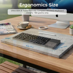 N Pro Portable Foldable Bluetooth Keyboard (2.2) Dark Grey with Touchpad, Wireless Slim Folding Keyboard, USB-C Rechargeable Pocket Size Travel Keyboard for iPad, Tablet, Laptop & Android Devices