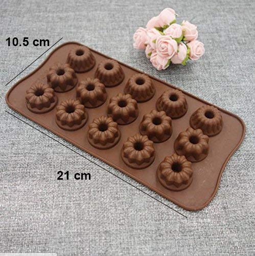 SYGA Silicone Sunflowers & Jelly Shape Chocolate Jelly Candy Mold, Cake Baking Mold, 15-Cavity Bakeware Mould, Brown