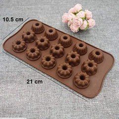 SYGA Silicone Sunflowers & Jelly Shape Chocolate Jelly Candy Mold, Cake Baking Mold, 15-Cavity Bakeware Mould, Brown