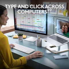 Logitech MK950 Signature Slim Wireless Keyboard and Mouse Combo, Sleek Design, Quiet Typing and Clicking, Switch Across Three Devices, Bluetooth, Multi-OS, Works with Windows and Mac - White