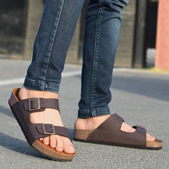 Centrino Sandals for Men | Berkin-Style Slip-On Casual Sandal with Open Toe Design |Lightweight On-Grip Sole for Outdoor Wear|Men Open Toe Buckle Strap Sandals| Summer Slip-On Slipper|Perfect For Monsoon Rainy Season NAVY 13 UK(7313)