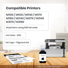 Splashjet 005 Compatible Refill Ink for Epson M1100, M1120, M1140, M1170, M1180, M2140, M2170, M3140, M3170, M3180 Printer - Ink Bottle for Epson 005 Ink Code (120gm x 2 Black Ink) Bottle – 502721