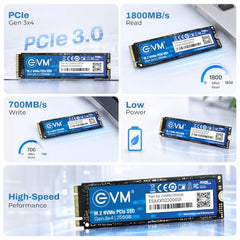 EVM Internal SSD Interface PCle Gen 3x4 Fast Performance, Ultra Low Power Consumption NVME PCIe SSD (EVMNV/256GB, Black, 256GB)