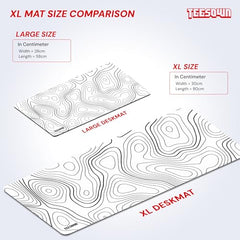 White Topographical XXL Gaming Deskmat 900x450mm – Extended Mousepad for PC