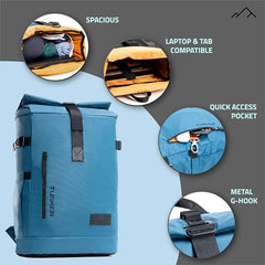 TRIPOLE Tusker Roller Top Laptop Backpack for Daily Use and Travelling | Water-repellent fabric, Anti Theft Pockets and Expandable size (Khaki)