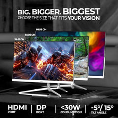 Foxin 24 Inch FHD Flat LED Monitor 1920x1080 Pixel Elite Series | Flat Panel, HDMI & VGA Port, 100Hz Refresh Rate, Frameless, Slim Bezel, Wall Mountable, 16.7 M Colors | 3 Years Warranty | White