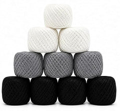 Crochet Cotton Thread Yarn Combo, 10 Rolls for Knitting, Crochet, Embroidery and Craft Making, Soft Decorative Thread for Handmade DIY Projects, Yellow & Green