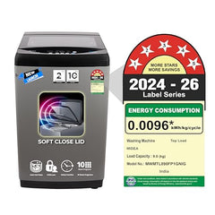 Midea 9kg 5-Star Top Load | Fully Auto | Soft Close Glass Lid | Hydrowave Stainless Tub | 10 Wash Programs | Auto Drum Clean | Magic Filter | Child Lock | Delay Wash | Inox Grey | MWMTL090FP1GNIG