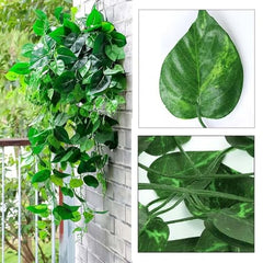Go Hooked Artificial Hanging Creeper for Home Décor (Pack of 8, 6 Ft) | Money Plant Leaf Garland with 30 Leaves Each | Plastic Decorative Creeper for Balcony, Walls, Garden Decoration