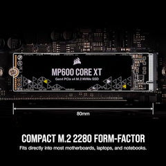 Corsair MP600 CORE 2TB M.2 NVMe PCIe x4 Gen4 SSD (Up to 4,950MB/sec Sequential Read & 3,700MB/sec Sequential Write Speeds, High-Speed Interface, 3D QLC NAND, Built-in Heatspreader) Aluminum