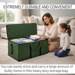 Storite Jumbo Super-Size 81 L Canvas Moisture Proof Heavy Duty Storage Bag | for Toys/Stationery/Blankets/Clothes/Moving Bags MultiPurpose With Strong Reinforced Handles Rectangular Cream (87x26x36 cm)