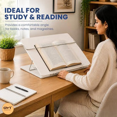 Premium Foldable Laptop Table with Adjustable Angle for Home, Study & Office Use (White, 15x21, Wooden)