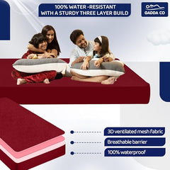 GADDA CO 100% Waterproof Premium Cotton Feel Mattress Protector King Size 78x72 Inch|Ultra Soft Breathable & Fitted Bed Protector Terry Cover Double Bed (6.5x6 feet, Fits 10 Inches, Grey)