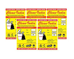Clean India - Plastic Garbage Bags|6 Packs Of 30 Pcs | 19X21 Medium Disposable Garbage Trash Waste Dustbin Bags Of 54Cm X 48Cm (Ci19210008) - 180 Count