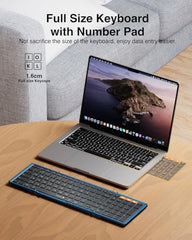 ProtoArc Foldable Bluetooth Keyboard, XK01 Full Size Folding Wireless Keyboard with Number Pad, Portable Travel Keyboard for Windows iOS Android Tablets, Laptops, iPad