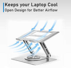BetterBulk Adjustable Aluminum Laptop Stand for Desk with Foldable Ergonomic Design and Complimentary Mobile Stand, Compatible with MacBook, HP, Dell, Lenovo and Tablets