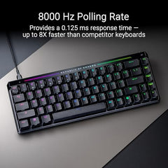 ROG Falchion Ace HFX 65% gaming keyboard with ROG HFX magnetic switches, rapid trigger toggle, 8000 Hz polling rate, three-layer dampening foam, silicone gasket mount, touch panel and protective cover