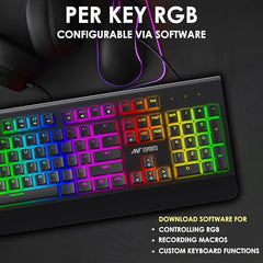 Ant Esports MK4000 Smartchoice Mechanical Gaming Keyboard, RGB LED Backlit Aluminium Base, Hot Swappable Switches, Full Size 104 Keys,Fully Programmable Red Switch, Wired USB, PC Laptop PS5 Compatible