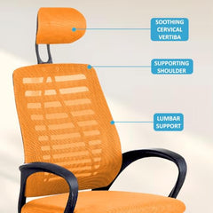 Casa Copenhagen Mesh Mid Back Office/Study/Computer/Revolving/Desk Chair for Work from Home -Metal Base, Height Adjustable Seat - Grey Milange & Black Handle