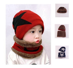 MOMISY Kids Winter Hat and Scarf Set, 2Pcs Warm Knit Beanie Cap and Scarf for 5-10 Years Old (Wine red)