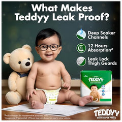 TEDDYY Easy Baby M Size Diaper Tape Style |126 Count (Medium) | 6-11 kgs (Pack of 2) | Quick Absorbency | Extra Super Soft | Anti - Bacterial | Wetness Indicator with Adjustable Grip Tapes