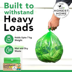 Honest Home Garbage Bags Small - Green | 120 Bags | 30 Bags x 4 boxes | Leak-Proof & Tear-Resistant | 17 x 19 Inches Drawstring Dustbin Bags