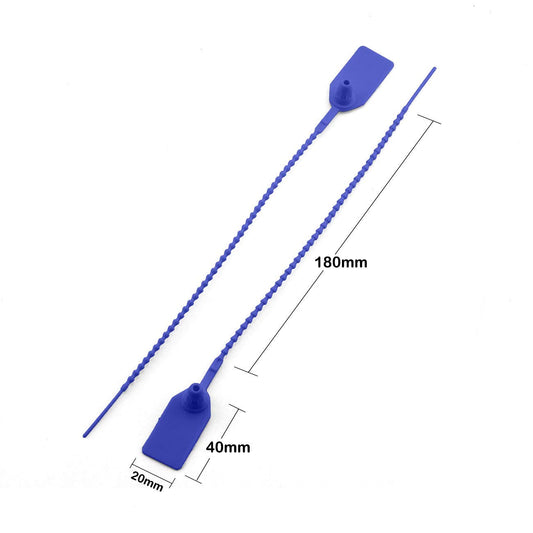 SYGA 50pcs Security Seal with Insert Adjustable Self-Locking Pull Tight Cable Ties Tags Disposable Wire Padlock for Cargo Container Seal Lock_Blue
