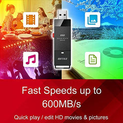 BUFFALO External Ssd 1Tb - Up To 600Mb/S - Usb-C - Usb-A - Usb 3.2 Gen 2 (Compatible With Ps4 / Ps5 / Windows/Mac) - External Solid State Drive Stick - ??Ssd-Put1.0U3B