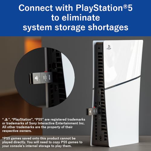 BUFFALO External SSD 1.0TB - Officially Licensed Product, Compatible with PS5 Consoles / PS4 Consoles - USB3.2 Gen2 Type A Compact Stick SSD SAO1.0U3B