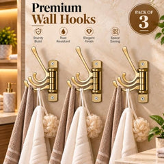 iSTAR Wall Hooks for Hanging | Flexible 4 Pin Hooks Bathroom Cloth Hanger Wall Hook Door Robe Hooks for Hanging Keys, Clothes, Towel (Rose Gold, Pack of 3)
