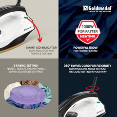 Goldmedal Glide 1100W Dry Iron | Non-stick Weilburger Premium