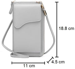 MOMISY Women Cellphone Sling Bag Card Holder Wallet Handbag Crossbody multi-function Shoulder Mobile Bag for Girls (Light Grey)
