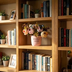Dekorly Premium Artificial New Rose Flower with Pink Decorative Pot (Storage Large) – 22 cm Faux Flower Arrangement for Home Decor Living Room Bedroom Office Decor (1, Rose)