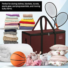 Storite Jumbo Super-Size 81 L Canvas Moisture Proof Heavy Duty Storage Bag | for Toys/Stationery/Blankets/Clothes/Moving Bags MultiPurpose With Strong Reinforced Handles Rectangular Cream (87x26x36 cm)