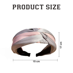 MOMISY Knotted Hairband Headband Cross Hair Band Accessories for Women and Girls (Grey LightPink)