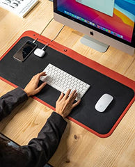 DailyObjects Large Premium Vegan Leather Desk Mat|Anti-Skid|Anti-Slip|85*45cm|Reversible Desk spread Turf Desk/Laptop Mat for Work from Home/Office/Gaming- Extended mouse pad and keyboard desk pad-Tan
