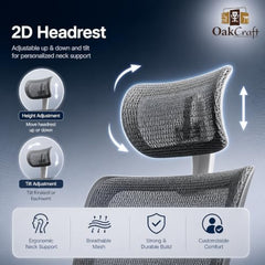 Oakcraft Hurricane Premium Ergonomic Office Chair | Dynamic 2D Lumbar Support | High-Back Executive Chair for Office, Home & Workstation