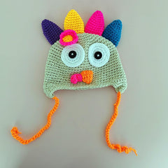 MOMISY Turkey Crown Big Eyes Cartoon Cap Newborn Baby Photography Shoot Props Costumes - 0 To 6 Months (Beige)
