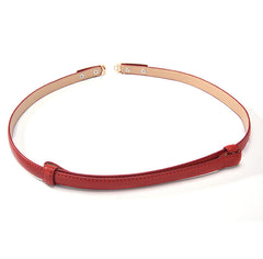 SYGA Women Leather Belt Thin Skinny Metal Gold Elastic Buckle Waistband 22-36 Waist Belt Dress Accessories(RED)